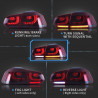 2 FEUX ARRIERE LED POUR VW GOLF 6 AVEC CLIGNOTANT LED DEFILANT - ROUGE ET NOIR