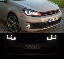 2 FEUX PHARE AVANT LED POUR VW GOLF 6 FOND NOIR LOOK GTI DE 10/2008 A 11/2012