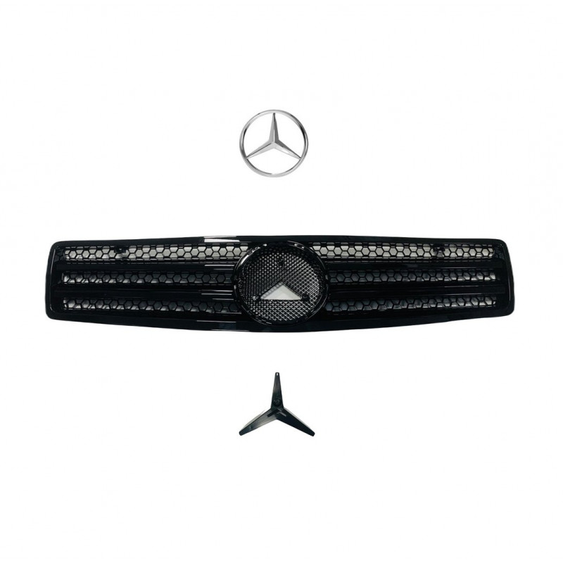 Calandre Noire Pour Mercedes R230 SL500 SL600 2003-2006 - Design Nid D'abeille, En ABS, Style AMG