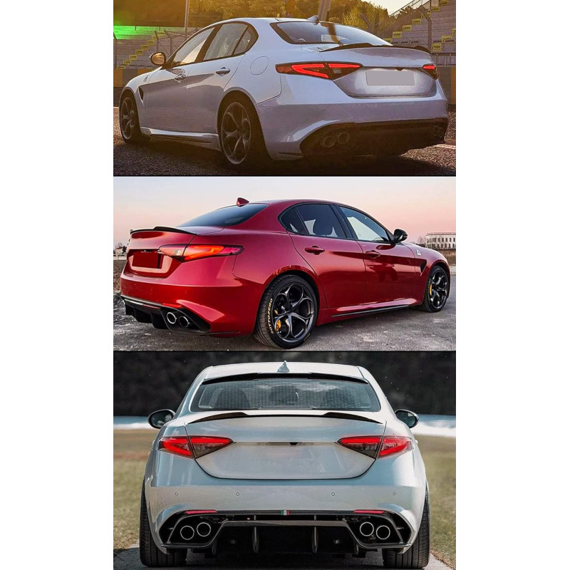 Becquet Coffre Arrière Alfa Romeo Giulia 2015+ - Style QV Fibre Carbone - ABS, Résistant, Facile à Installer